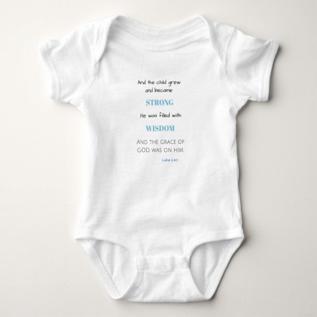 Bible Verse Luke 2:40 Baby Bodysuit (Front)
