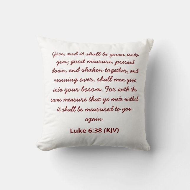 Bible Verse Luke 6:38 (KJV) Christmas Typography Cushion (Front)