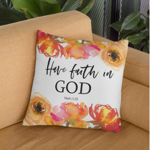 Bible verse Mark 11 Floral throw pillows