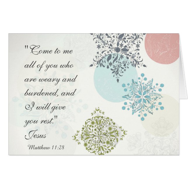 Bible Verse Matthew 11:28 Beautiful Vintage Card (Front Horizontal)
