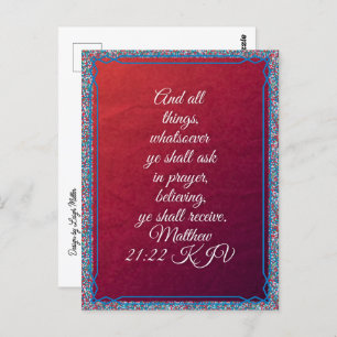 Bible Verse Matthew 21:22 KJV Postcard