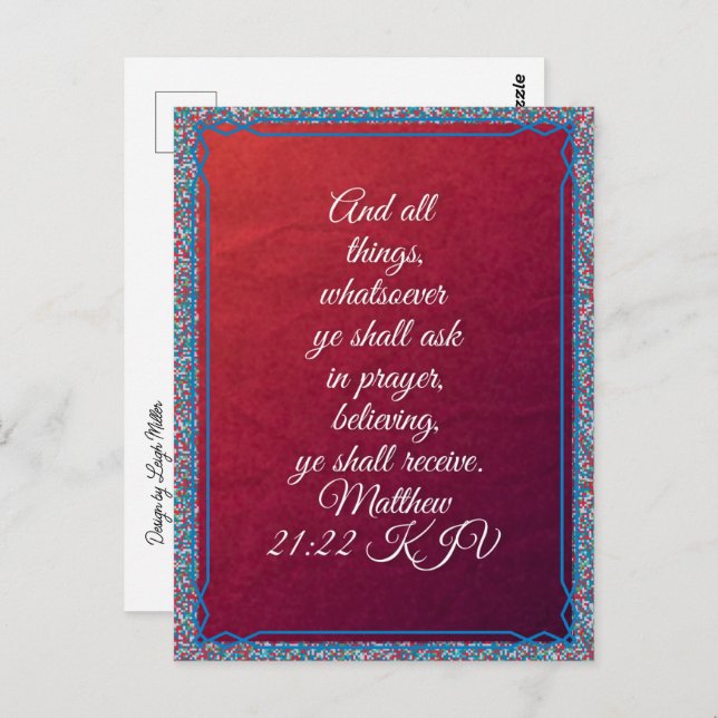 Bible Verse Matthew 21:22 KJV Postcard (Front/Back)