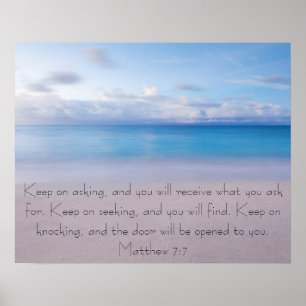 Bible verse Matthew 7:7 Beach Poster