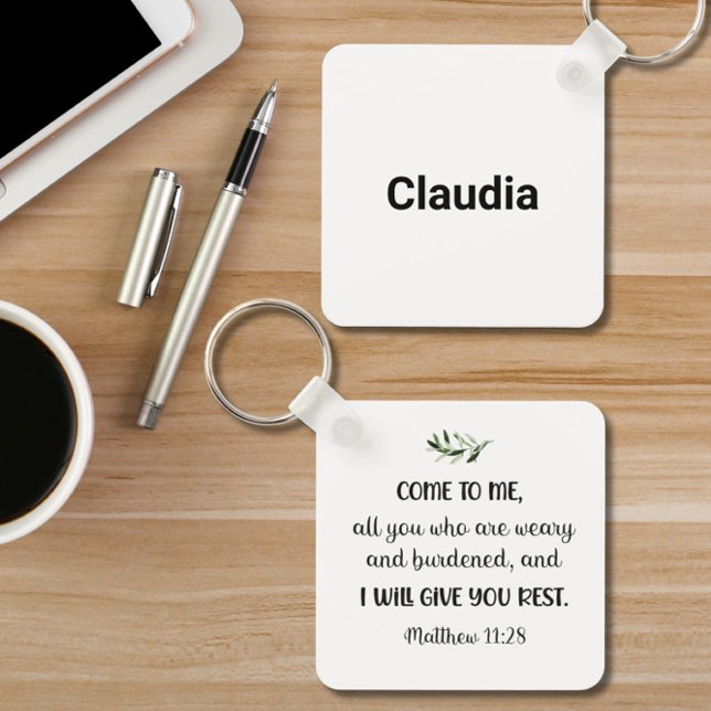 Bible verse Matthew Olive Square Keychain (Creator Uploaded)