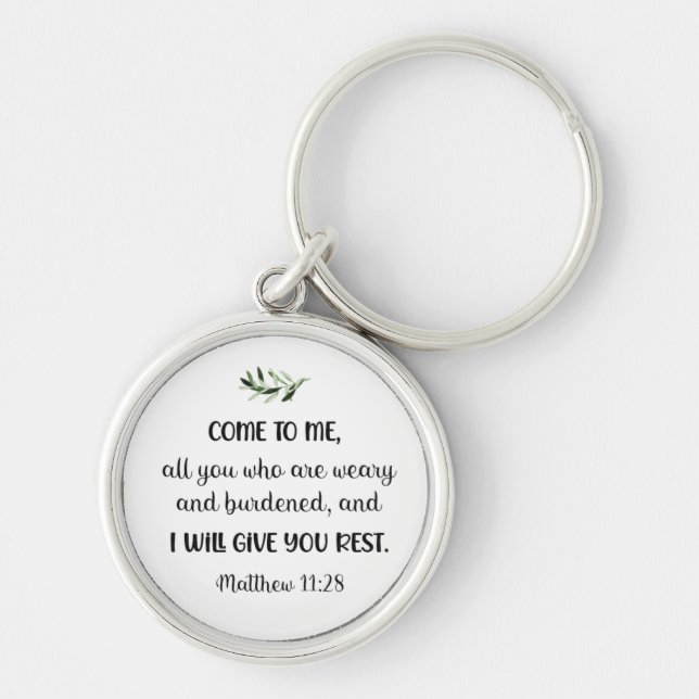 Bible verse Matthew Round Olive  Keychain (Front)