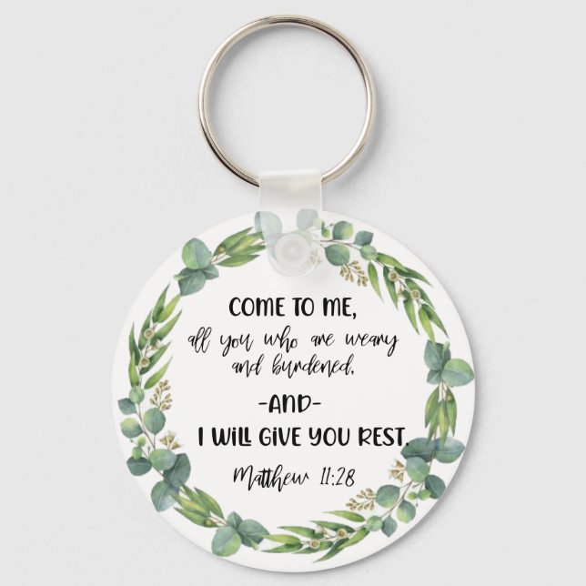 Bible verse Matthew Round Olive  Keychain (Front)