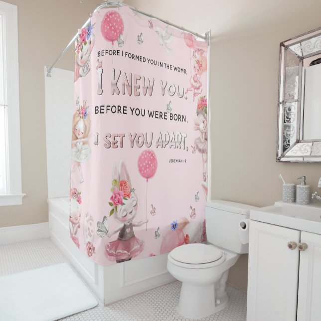 Bible Verse Pattern Shower Curtain (In Situ)
