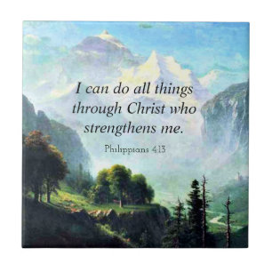 Bible verse, Phil 4:13, I can do all things... Ceramic Tile