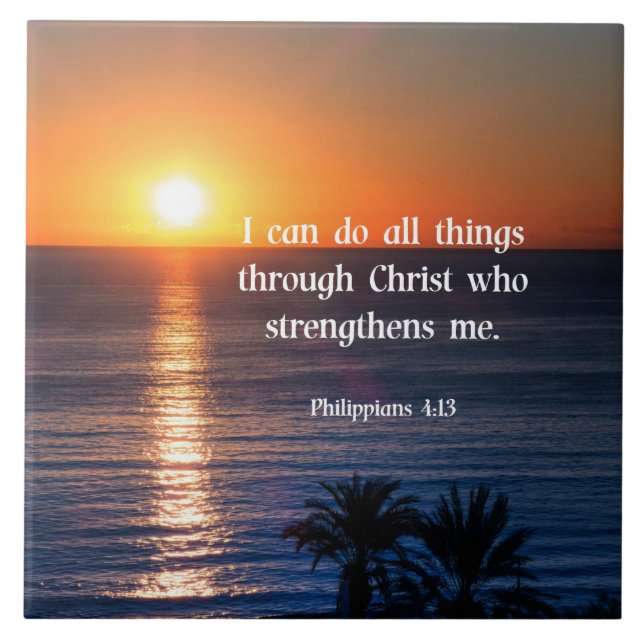 Bible verse, Philippians 4:13 Ceramic Tile (Front)
