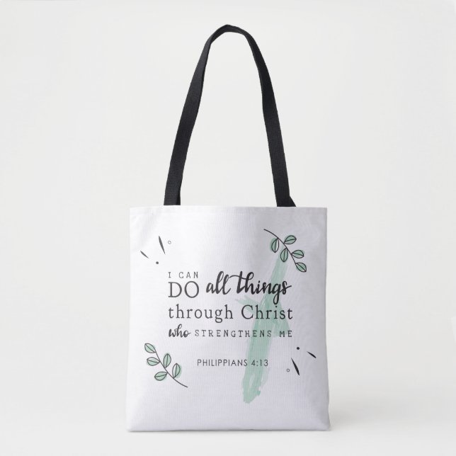 Bible Verse Philippians 4:13 | Christian Tote Bag (Front)
