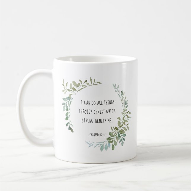 Bible verse, Philippians 4:13 Coffee Mug (Left)