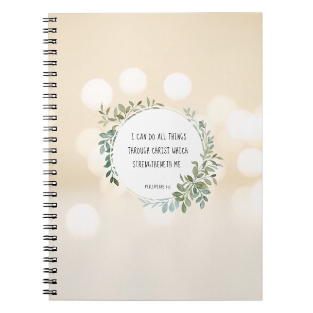 Bible verse, Philippians 4:13 Notebook (Front)