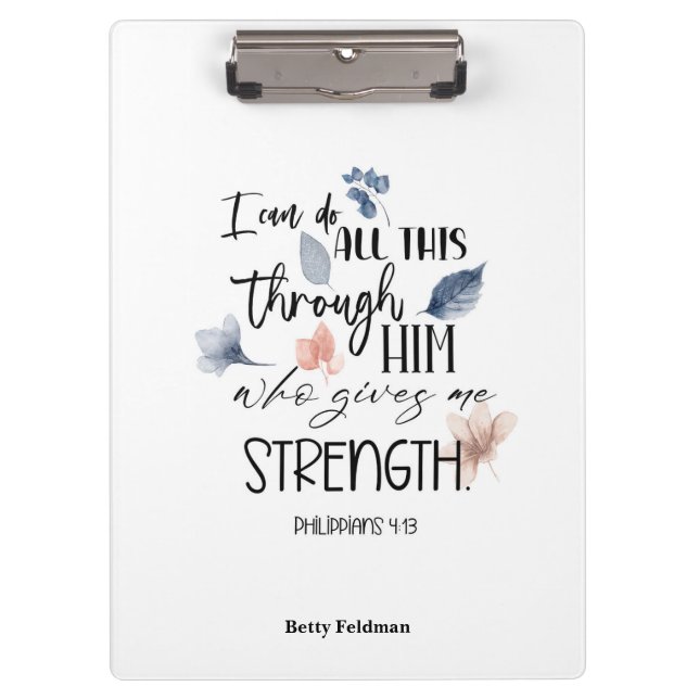  Bible Verse Philippians Floral Clipboard (Front)