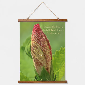 Bible Verse Photo, Hibiscus Flower with Water Drop Hanging Tapestry