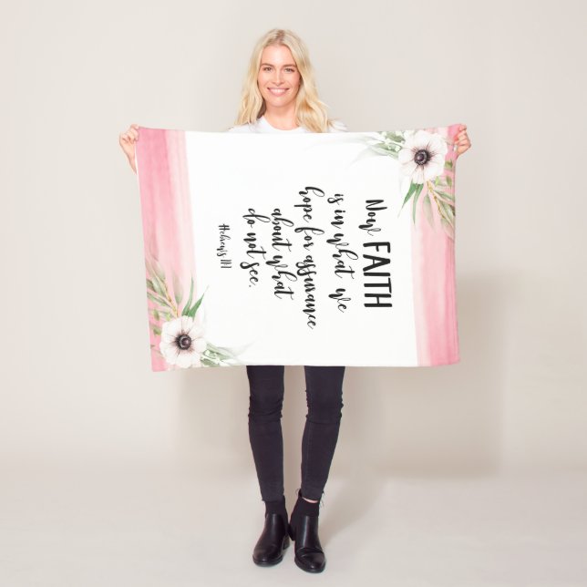 Bible verse Pink floral Fleece Blanket (In Situ)
