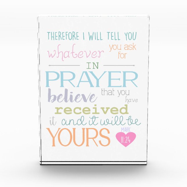 Bible Verse Prayer & Faith Christian Pastel Colour Photo Block (Front)