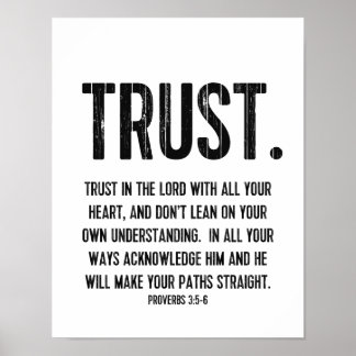 Bible Verse Proverbs 3:5-6 Christian Life Quote Poster
