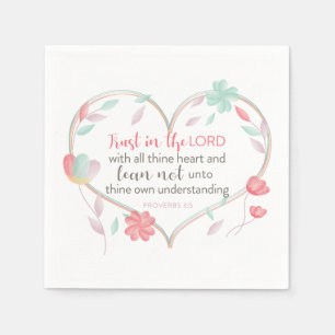 Bible Verse Proverbs 3:5 Christian Heart Napkin