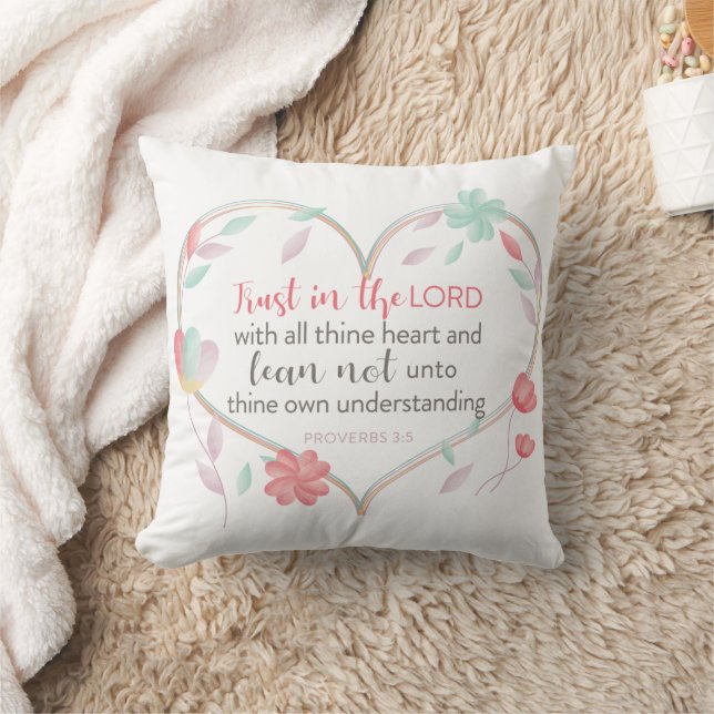 Bible Verse Proverbs 3:5 Heart Throw Pillow (Blanket)