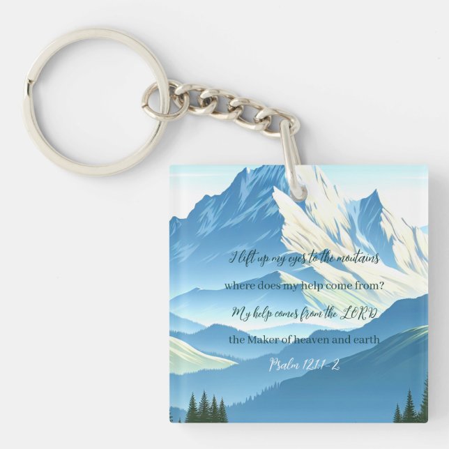 Bible Verse Psalm 121:1-2 Key Ring (Front)