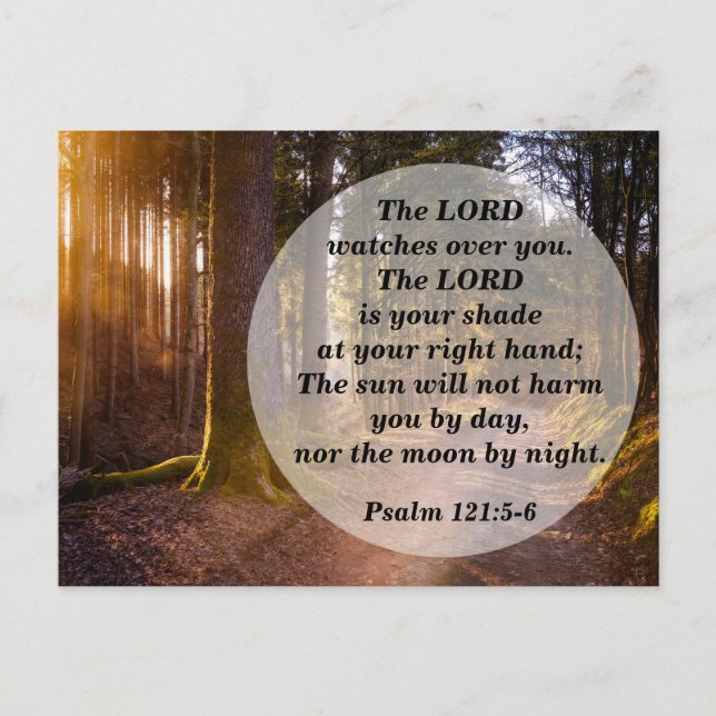 Bible Verse Psalm 121:5 The Lord watches over You Postcard (Front)