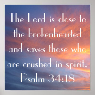 bible verse Psalm 34:18 sunset Poster