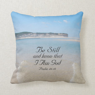 Bible Verse Psalm 46:10 Ocean View Pillow