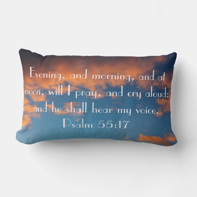 bible verse Psalm 55:17 prayer Lumbar Cushion (Front)