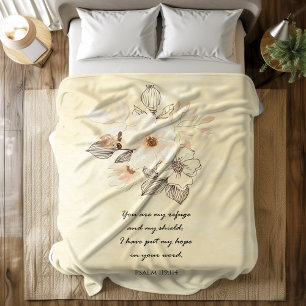 Bible verse Psalm Floral scripture Fleece Blanket