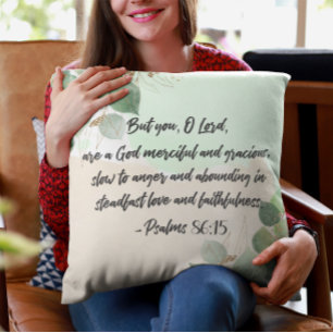 Bible Verse Psalm Green Leaves Throw Pillow