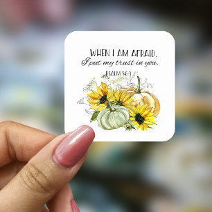 Bible Verse Psalm Sunflower Round Sticker