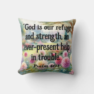 Bible verse Psalms typography floral watercolor Cushion