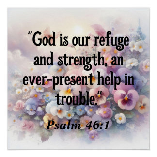 Bible verse Psalms typography floral watercolor Poster