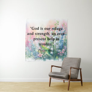 Bible verse Psalms typography floral watercolor Tapestry