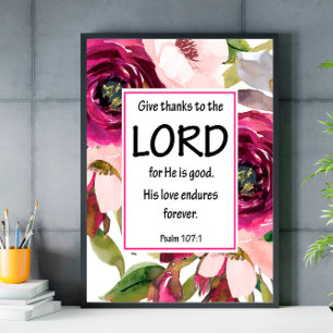 Bible Verse Purple Floral Psalm poster