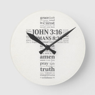 Bible Verse Reference Cross Wall Art Round Clock