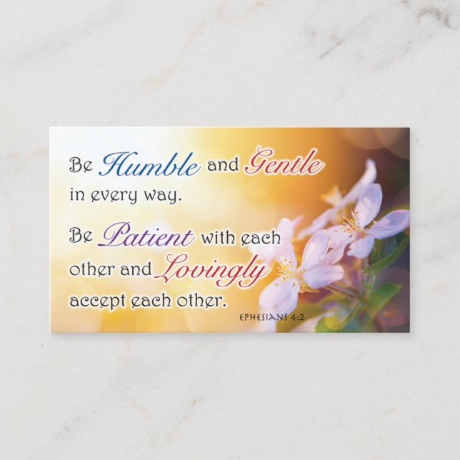 Bible Verse, Religious Motivational, Be Humble Calling Card (Front)