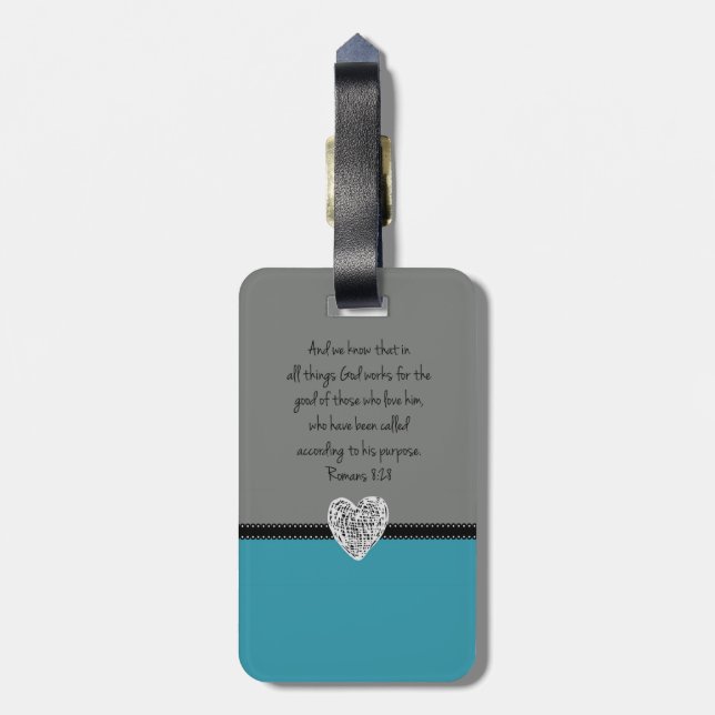 Bible Verse Romans 8:28 Retro Luggage Tag (Back Vertical)