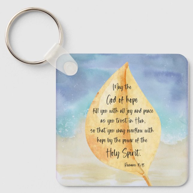 Bible verse Romans Yellow Blue Keychain (Front)