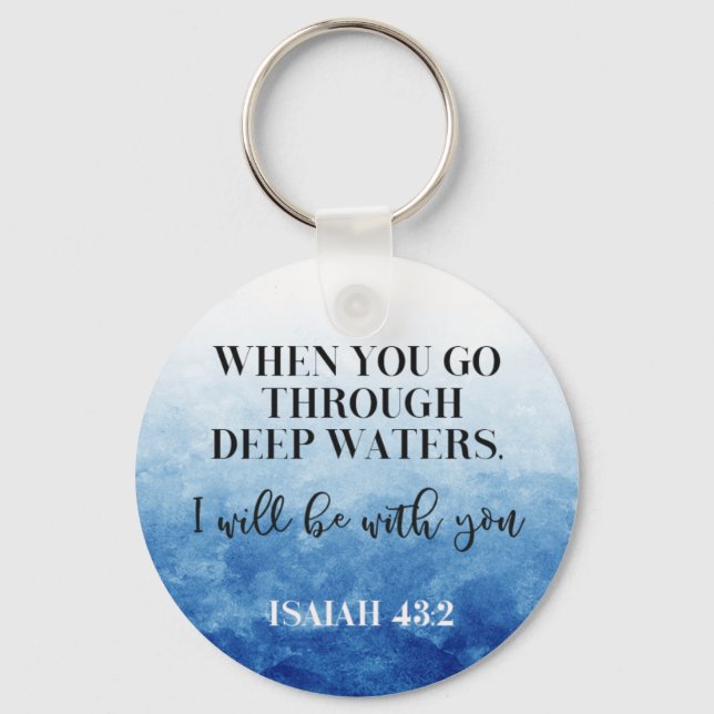 Bible verse Round Blue Keychain (Front)