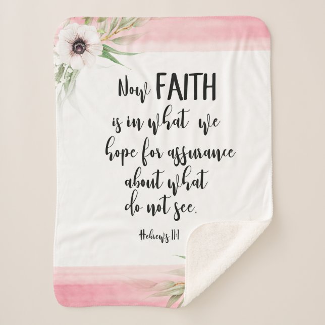 Bible verse Rustic Pink and White floral  Sherpa Blanket (Front)