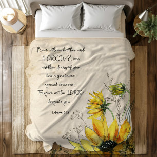 Bible verse Rustic Sunflower Fleece Blanket