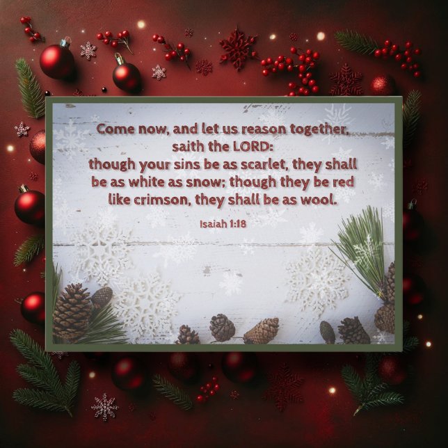 Bible Verse Rustic Woodlands Snowflakes Christmas  Holiday Card (Creator Uploaded)