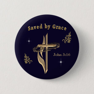 Bible Verse saved by Grace 6 Cm Round Badge