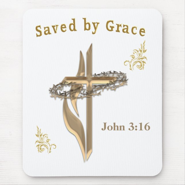 Bible Verse saved by Grace Mouse Pad (Front)
