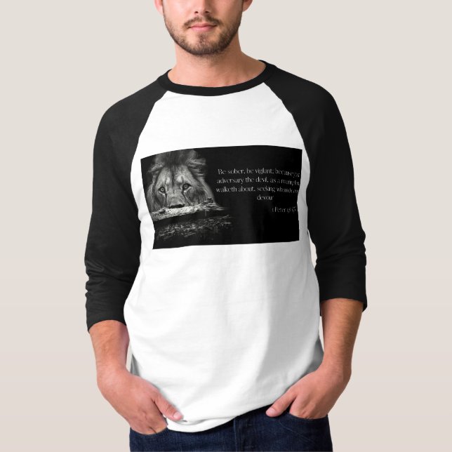 Bible Verse Scripture 1 Peter 5:8 KJV 3/4 Men's T-Shirt (Front)