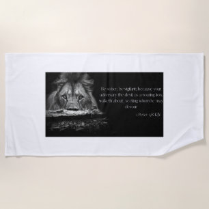 Bible Verse Scripture 1 Peter 5:8 KJV Beach Towel