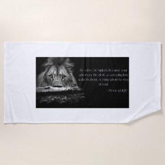Bible Verse Scripture 1 Peter 5:8 KJV Beach Towel