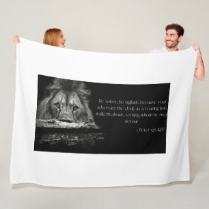 Bible Verse Scripture 1 Peter 5:8 KJV Fleece Blanket