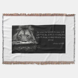Bible Verse Scripture 1 Peter 5:8 KJV Throw Blanket